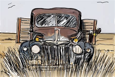 Old Truck Sketch at PaintingValley.com | Explore collection of Old Truck Sketch