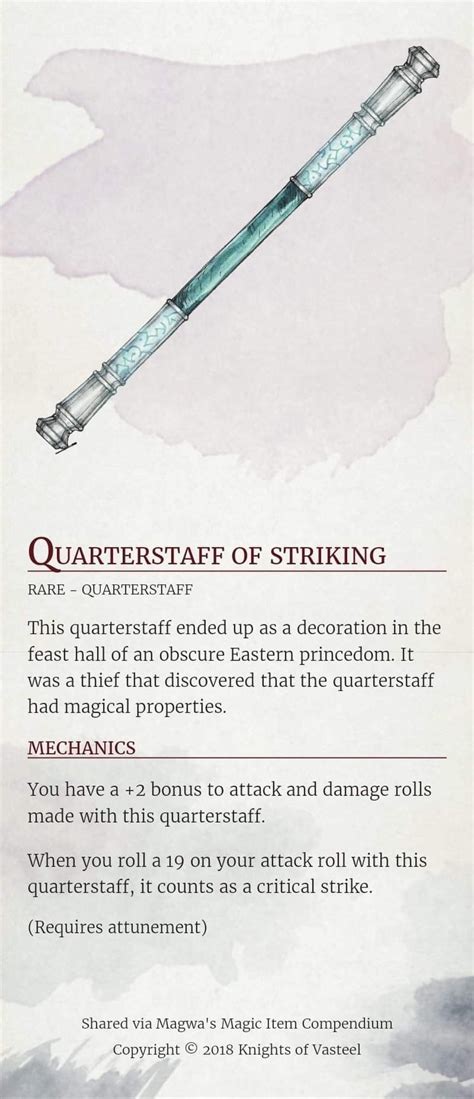 Quarterstaff of Striking | Dnd 5e homebrew, Dnd dragons, Dungeons and ...