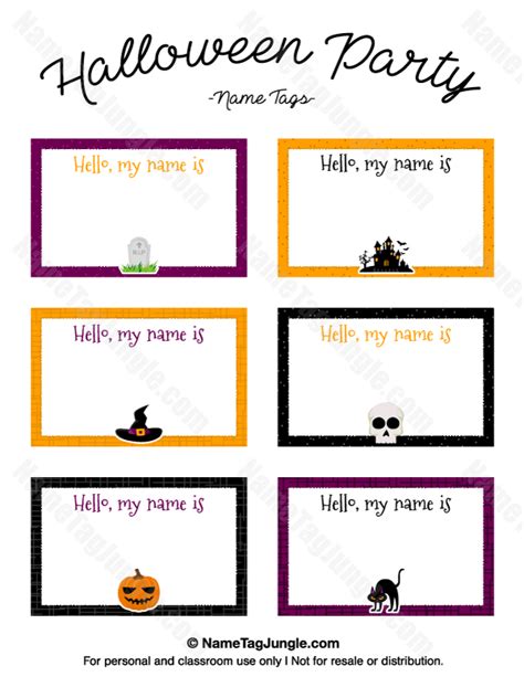 Free printable Halloween party name tags. The template can also be used for creating items like ...