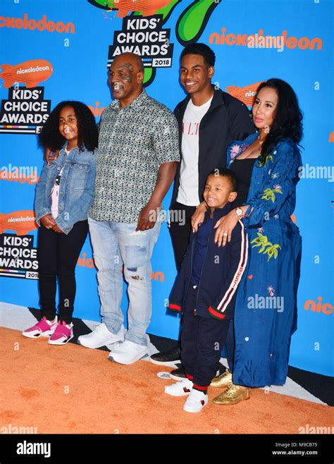 Mike Tyson, Miguel, Morocco, Milan 047 attends Nickelodeon's 2018 Kids' Choice Awards at The ...