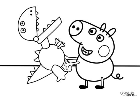 George Pig & Dinosaur Colouring Page - Colouring Crafts