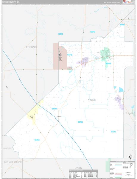 Kings County, CA Zip Code Map - Premium