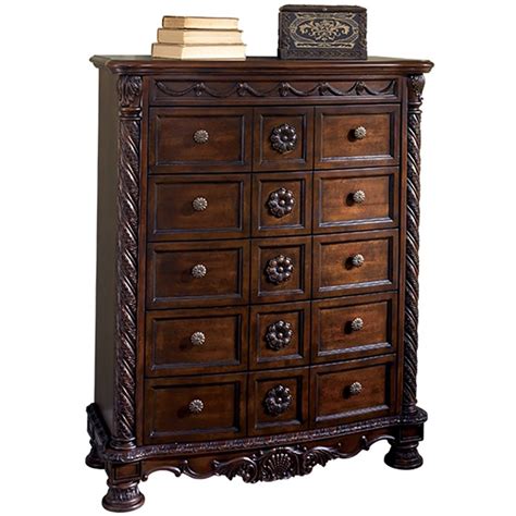 Ashley Furniture North Shore 5 Drawer Chest in Dark Brown