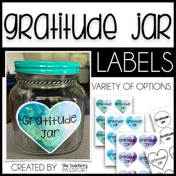 Gratitude Jar Labels by The Teacher's Passport | TpT