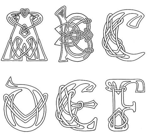 four different types of letters that are outlined in black and white