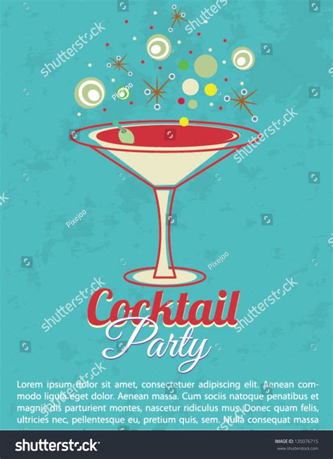 Vintage Cocktail Party Invitation Poster Stock Vector 135076715 ...