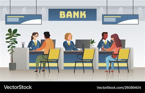 Bank office interior professional banking service Vector Image