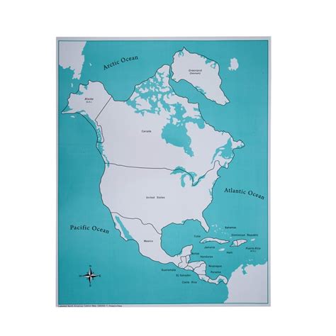 Labeled North America Control Map (LJGE005-1) by Leader Joy Montessori USA