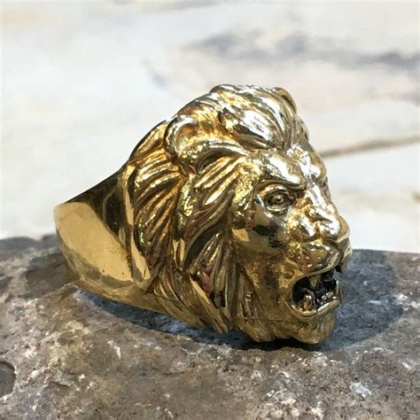 Solid gold Lion Ring Leo Ring Mens ring Chunky 14k gold