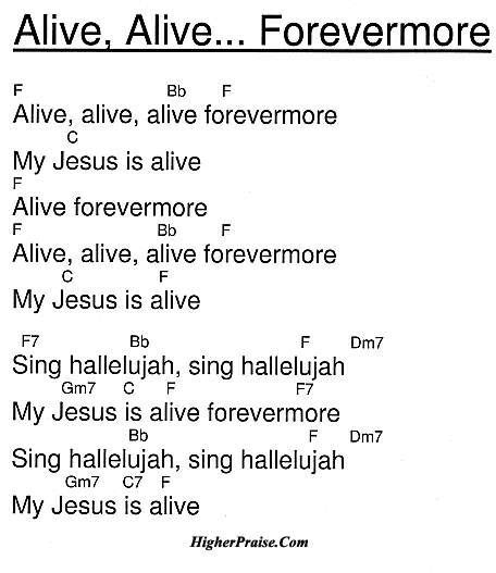 Alive Alive Forevermore Chords by Unlisted @ HigherPraise.com | Christian lyrics, Jesus is alive ...