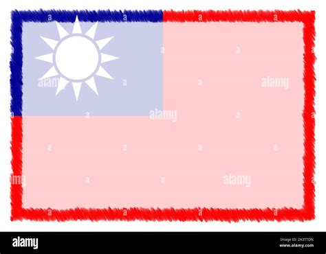 Border made with Taiwan national flag. Brush stroke frame. Template elements for your ...