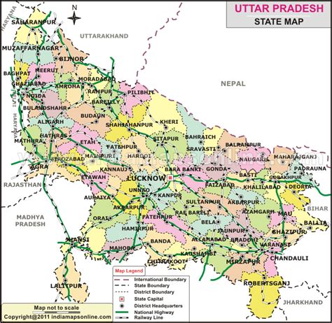 Uttar Pradesh Map, State Map of Uttar Pradesh (UP), India