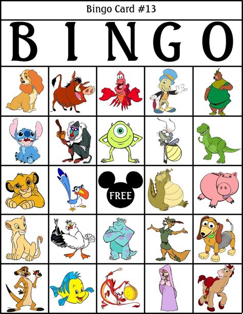 Disney Bingo Cards Free Printable - Printable Word Searches