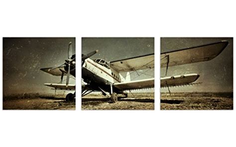 QICAI Vintage Airplane Wall Art Giclee Canvas Vintage Airplane Canvas Prints Old Paper Airplane ...