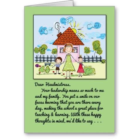 Thank You Headmistress-A Smile on Our Faces Cards Preschool Director, Assistant Principal ...