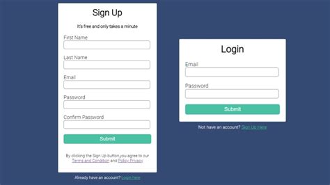 Sign up & Login form with HTML and CSS