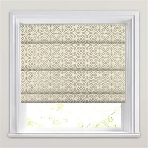 Shimmering Silver Velvet & Cream Mosaic Patterned Roman Blinds