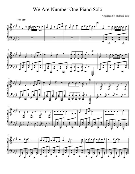 We Are Number One Piano Solo sheet music for Piano download free in PDF or MIDI