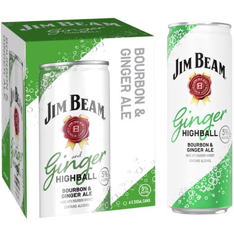 Jim Beam Rtd Ginger Highball Bourbon & Ginger Ale 4-Pk Cans