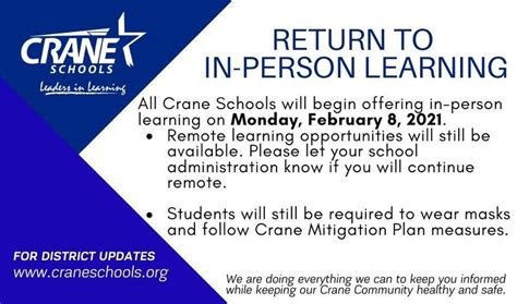 Notice about In-Person Learning | Crane Elementary School District