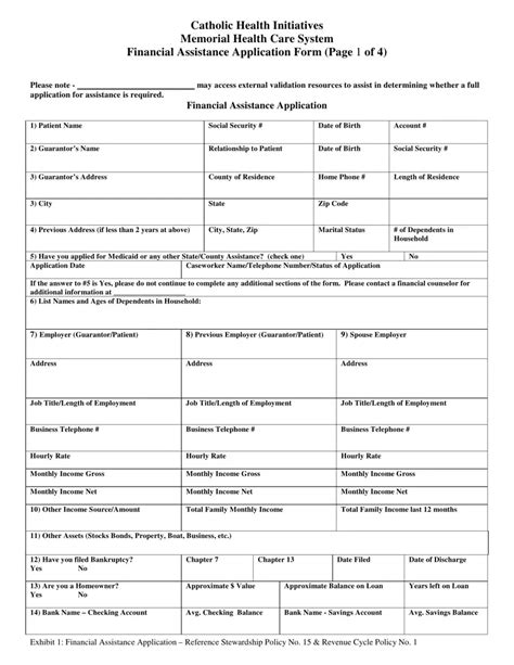 Financial Assistance Application PDF Form - FormsPal