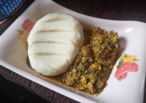 Pounded Yam and Egusi Soup with Bitterleaf Recipe by Tasty & Delicious - Cookpad