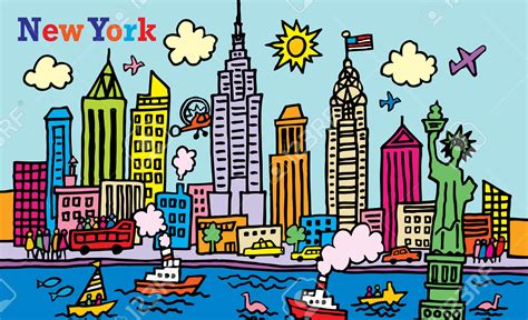 A Cartoon Style Illustration Of New York, City Royalty Free Cliparts ...