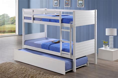 Jupiter White King Single Bunk Beds with Trundle Bed