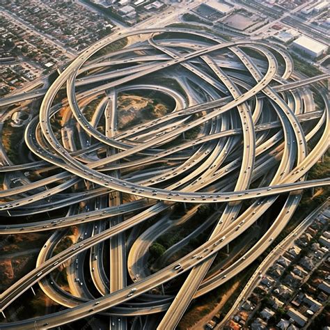 Premium AI Image | An aerial view of a freeway with a large ...