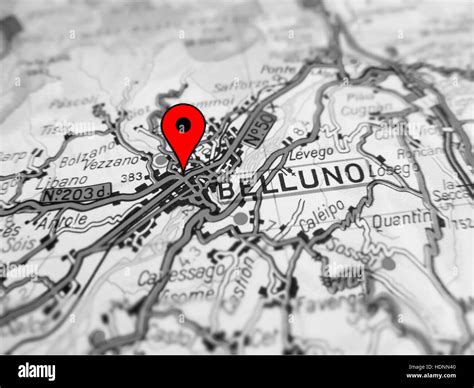 Belluno city over a road map (ITALY Stock Photo - Alamy