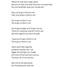 Song Worksheet: You've Got a Friend in Me by Randy Newman