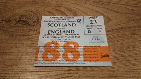 Scotland v England 1988 Rugby Ticket - Rugbyreplay