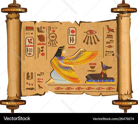 Ancient egypt papyrus scroll with wooden rods Vector Image