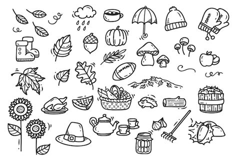 Premium Vector | Cute autumn doodles isolated on white background