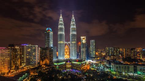 Wallpaper : city, cityscape, night, skyline, skyscraper, evening, tower, Petronas Towers, Kuala ...