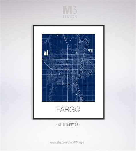 Fargo North Dakota Fargo ND Map Fargo Map Fargo Print | Etsy