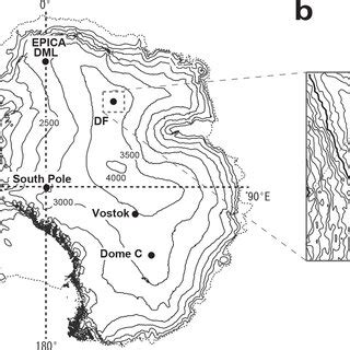 Maps of (a) the whole of Antarctica and (b) the area around Dome Fuji.... | Download Scientific ...