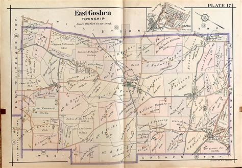 East Goshen Township Map, Original 1912 Pennsylvania Main Line Railroad Atlas, Chester County ...