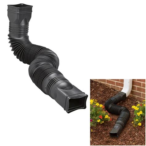 Black Flexible Downspout Extension Gutter Connector Rainwater Drainage, 25 to 55 inches ...