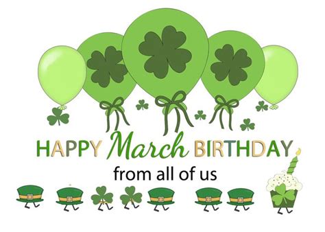 March Birthday with Green Balloons and Marching Hats card #Ad , #Aff, # ...