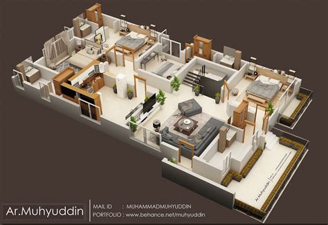 3D FLOOR PLAN OF LUXURY HOUSE :: Behance