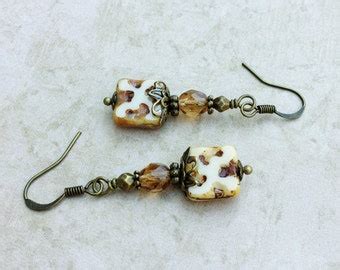 Topaz Earrings Brown Earrings Beige Earrings by SmockandStone