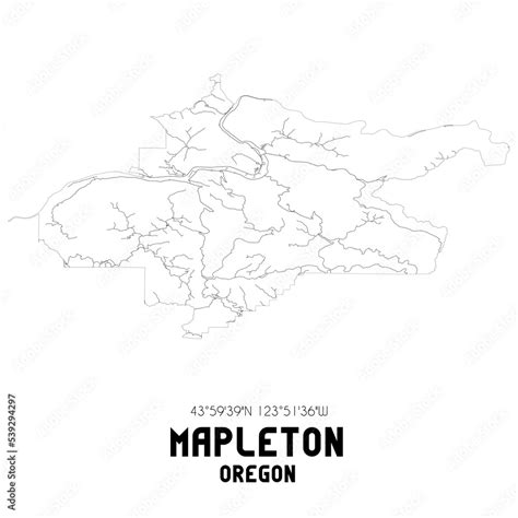 Mapleton Oregon. US street map with black and white lines. Stock ...