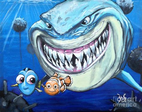 Nemo, Dory and Bruce Painting by Tyler Haddox - Fine Art America