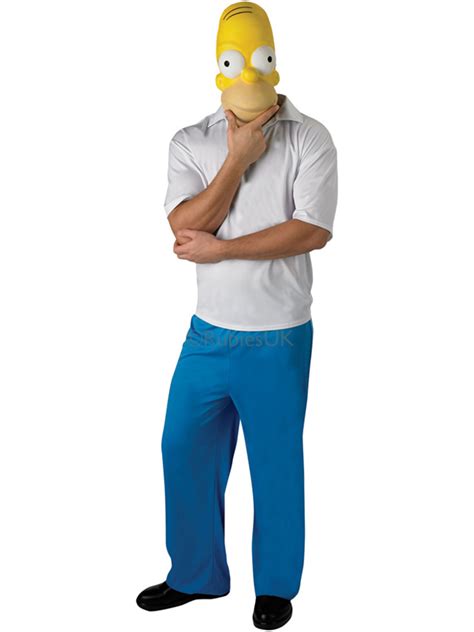 Adult The Simpsons Homer Simpson Outfit Fancy Dress Costume Mask Mens ...