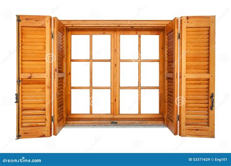 Wooden Window with Shutters Isolated Stock Image - Image of casement ...