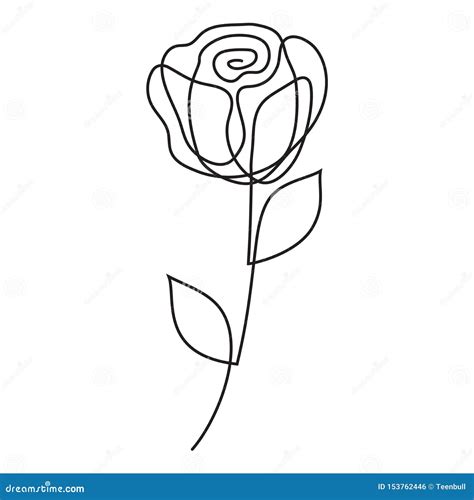 Rose One Liner. Abstract Flower One Line Art, Continuous Line Drawing. Minimalist Art Style ...