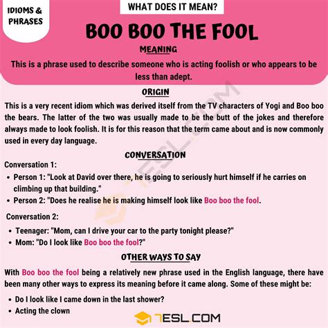 "Boo Boo the Fool" Meaning, Origin and Examples • 7ESL