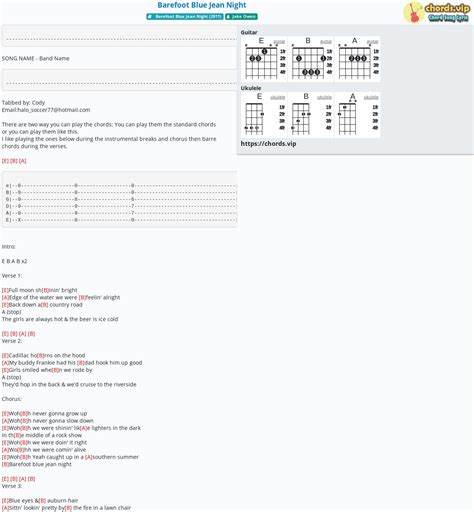 Chord: Barefoot Blue Jean Night - tab, song lyric, sheet, guitar ...