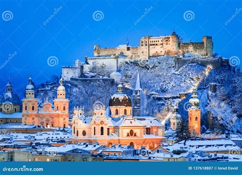 Salzburg, Austria: Winter Viewof the Historic City of Salzburg with ...